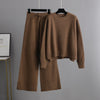 Women’s Casual Knit Sweater and Wide-Leg Pants Two-Piece Set