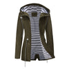 Hooded Waterproof Striped Trench Coat