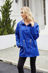 Hooded Waterproof Striped Trench Coat