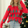 Red Jacquard Christmas Tree Sweater