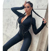 Sexy Sports Leather Ribbon Zipper Jumpsuit