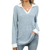 Women’s Contrast Lapel Long Sleeve Loose Fit Top