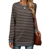 Contrast Color Striped Long Sleeve Loose Fitting T-Shirt