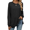 Contrast Color Striped Long Sleeve Loose Fitting T-Shirt