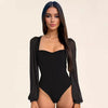 Slim Fitting Patchwork Mesh Long Sleeve Jumpsuit