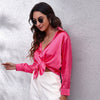 Women’s Satin Artificial Silk Long Sleeve Shirt