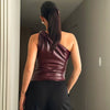 Oblique Sleeveless Leather Waist-Tight Top