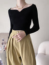 Petal Collar Slim Fit Short Sweater