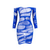 Hollow Cutout Long Sleeve Mesh Dress